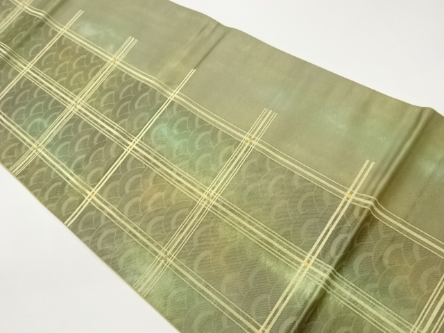 引箔格子に青海波模様織出し袋帯